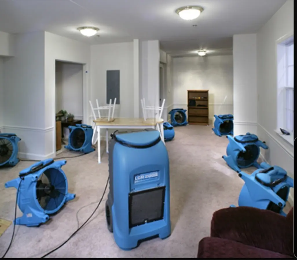 Air movers and dehumidifier setup for Water Extraction & Removal in Sultan